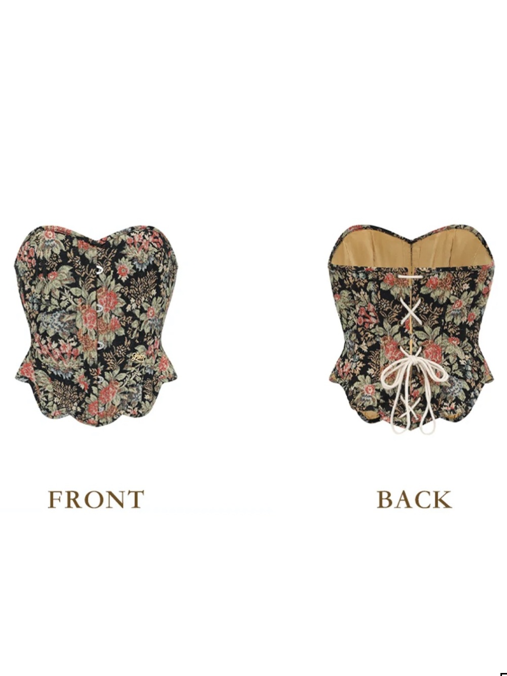 Floral Lace-Up Corset Top - Black Floral - Picture 5 of 12